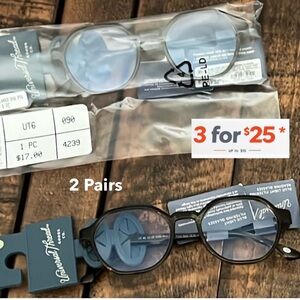 Two pairs Blue filtering +2.5 reading round  Glasses by Universal Thread